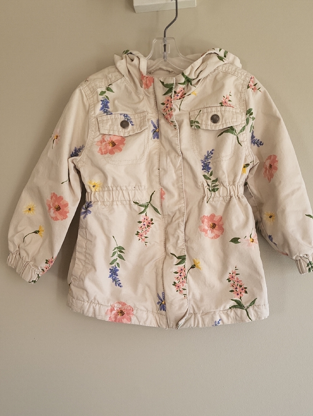 Floral hooded lined anorak jacket